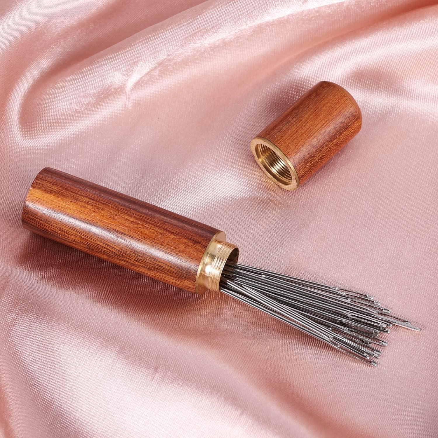 Wooden Needle Case, 30 Pcs Side Hole Blind Sewing Needles, Stainless Steel Elderly Self Threading Needles, Household DIY Beading Threading Needle, Sewing Embroidery Needle Accessories Wooden Needle Case, 30 Pcs Side Hole Blind Sewing Needles, Stainless Steel Elderly Self Threading Needles, Household DIY Beading Threading Needle, Sewing Embroidery Needle Accessories